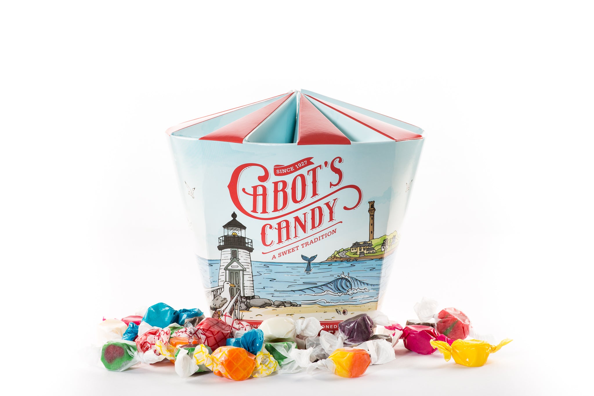 2 lb Bucket of Assorted Salt Water Taffy | Cabot's Candy